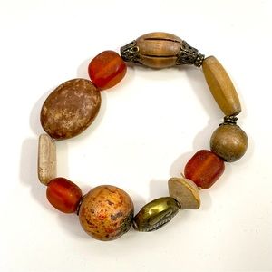 Vintage Real Wood Boho Summer Festival Tropical Vacation Beach Beaded Bracelet